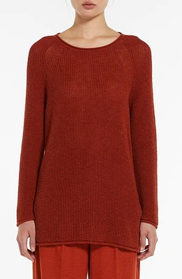 Max Mara Leisure Diretta Cotton & Linen Raglan Sleeve Tunic Sweater Terra Cotta at Nordstrom,