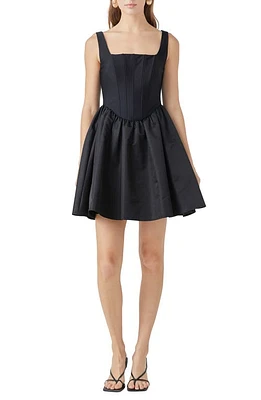 Endless Rose Corset Fit & Flare Minidress Black at Nordstrom,