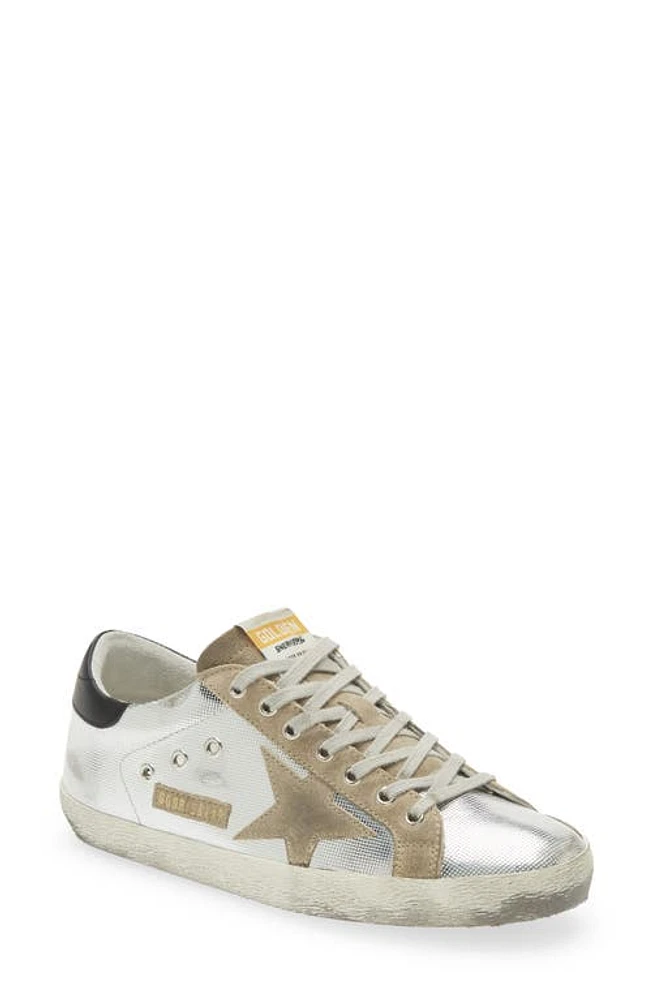 Golden Goose Super-Star Laminated Sneaker in Silver/Taupe/Black at Nordstrom, Size 10Us