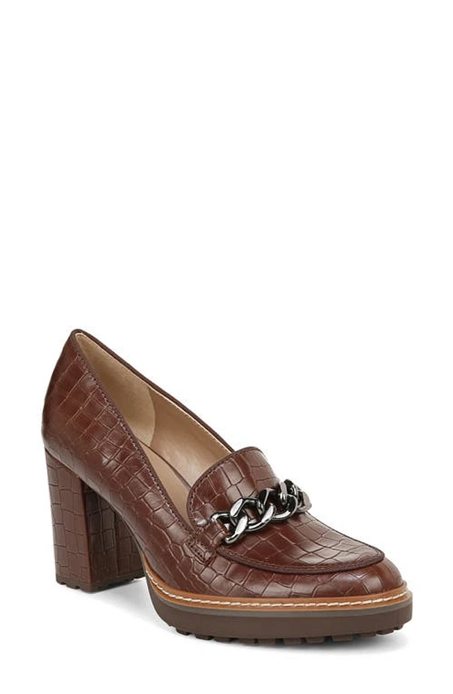 Naturalizer Callie Loafer Pump Brown Croc Leather at Nordstrom,