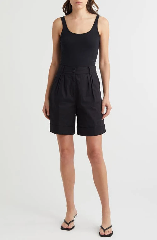 Faithfull the Brand Campania Cotton Twill Shorts Black at Nordstrom,