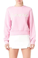 Endless Rose Amore Pearly Beaded Sweatshirt Pink at Nordstrom,