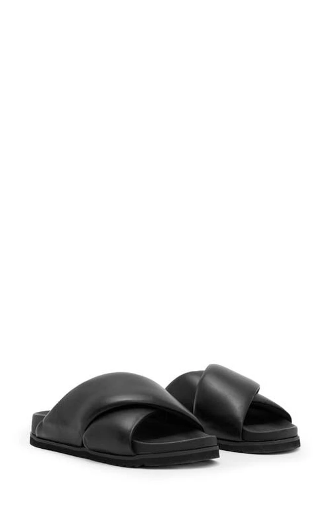 AllSaints Saki Crisscross Slide Sandal Black at Nordstrom,