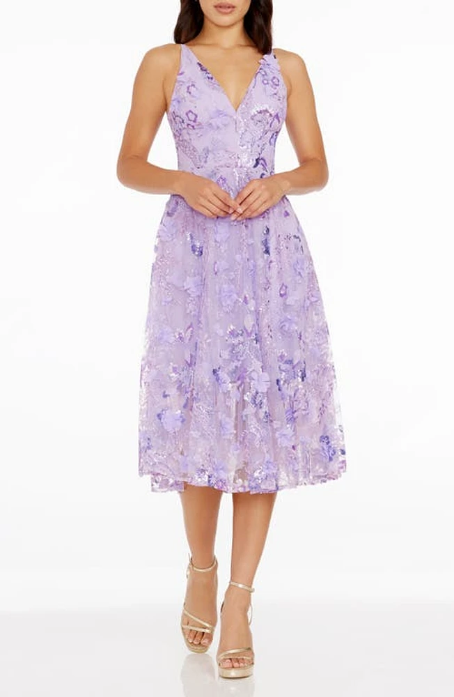 Dress the Population Audrey Cocktail Lavender Multi at Nordstrom,