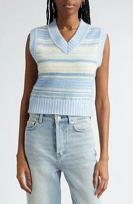 Ganni Stripe Alpaca Blend Sweater Vest Skyway at Nordstrom,