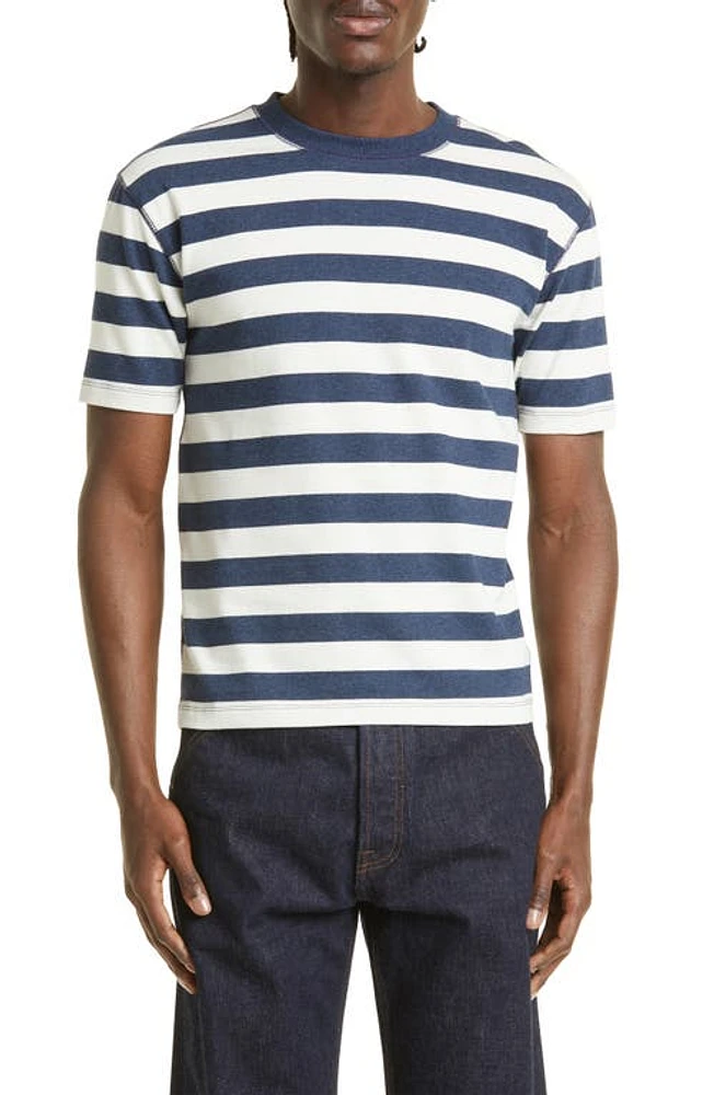 Drake's Block Stripe Cotton Hiking T-Shirt Blue /White at Nordstrom,