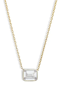 SHYMI Mini Bezel Pendant Necklace in Gold/White/emerald Cut at Nordstrom, Size 16