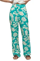 MANGO Print High Waist Straight Leg Pants in Turquoise at Nordstrom, Size 4