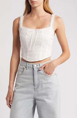 All Favor Embroidered Cotton Eyelet Crop Camisole White at Nordstrom,