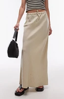 Topshop Drawstring Twill Maxi Skirt Light Green at Nordstrom, Us