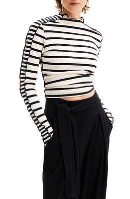 Desigual Striped Patchwork Top White at Nordstrom,