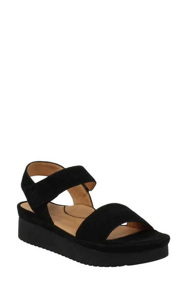 L'Amour des Pieds Abrilla Slingback Platform Wedge Sandal Black Suede at Nordstrom,