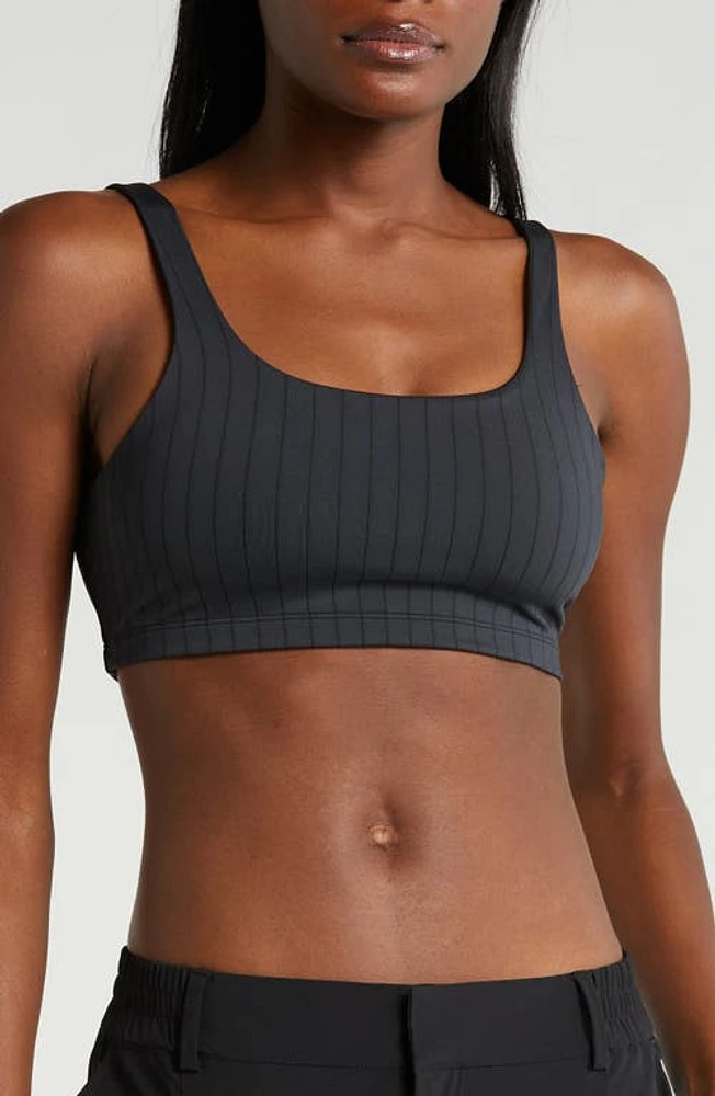 Alo Pinstripe Sports Bra Black at Nordstrom,