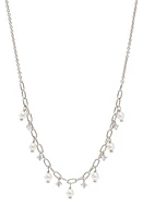 AJOA Shaky Cubic Zirconia & Imitation Pearl Necklace in Rhodium at Nordstrom