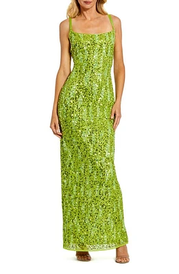 Mac Duggal Sequin Column Gown Apple Green at Nordstrom,