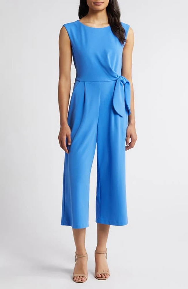 Tahari ASL Side Tie Scuba Crepe Crop Wide Leg Jumpsuit at Nordstrom,