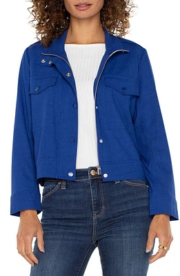 Liverpool Los Angeles Crop Stretch Sateen Utility Jacket Blue Topaz at Nordstrom, Regular