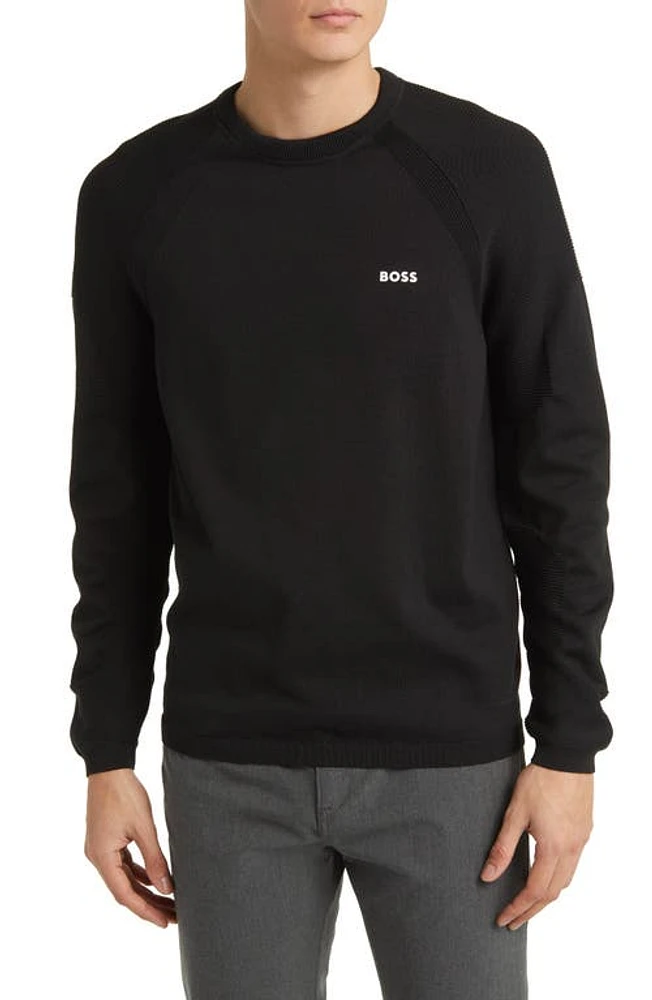 BOSS Perform-X Crewneck Sweater Black at Nordstrom,