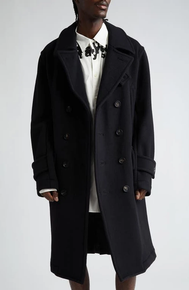 TAKAHIROMIYASHITA TheSoloist. Right Left Convertible Wool Peacoat Black at Nordstrom,