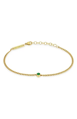 Zoë Chicco Bezel Emerald Pendant Bracelet in Yellow Gold at Nordstrom, Size 7