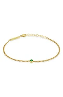 Zoë Chicco Bezel Emerald Pendant Bracelet in Yellow Gold at Nordstrom, Size 7