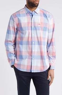 Tommy Bahama Sarasota Stretch Summerlake Check IslandZone Button-Up Shirt Apple Blossom at Nordstrom,