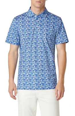 Bugatchi Victor OoohCotton Wave Print Polo Classic Blue at Nordstrom,