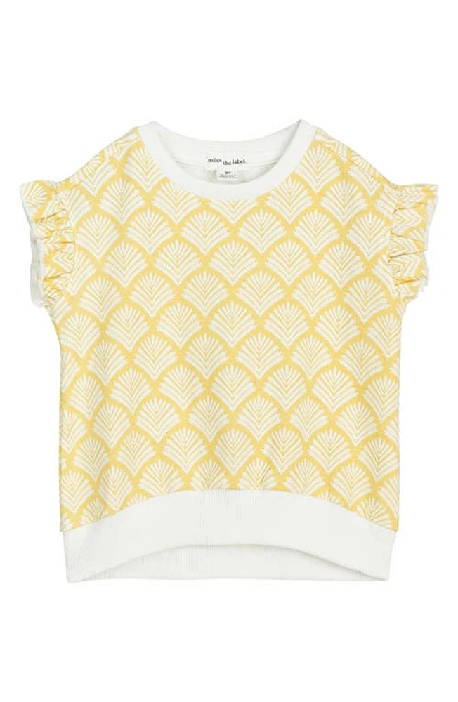 MILES THE LABEL Kids' Scallop Print Organic Cotton Top Yellow at Nordstrom,