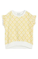 MILES THE LABEL Kids' Scallop Print Organic Cotton Top Yellow at Nordstrom,