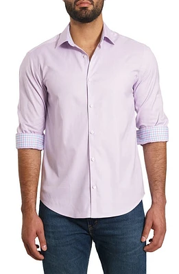 Jared Lang Trim Fit Solid Cotton Button-Up Shirt Lilac at Nordstrom,