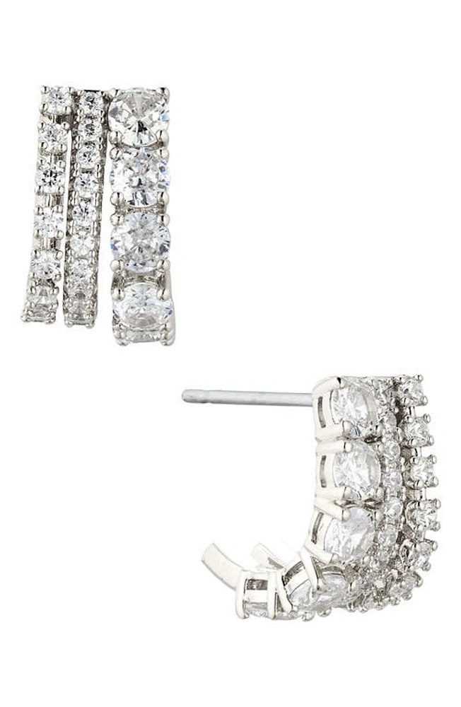 Nadri Cubic Zirconia Hoop Earrings in Rhodium at Nordstrom