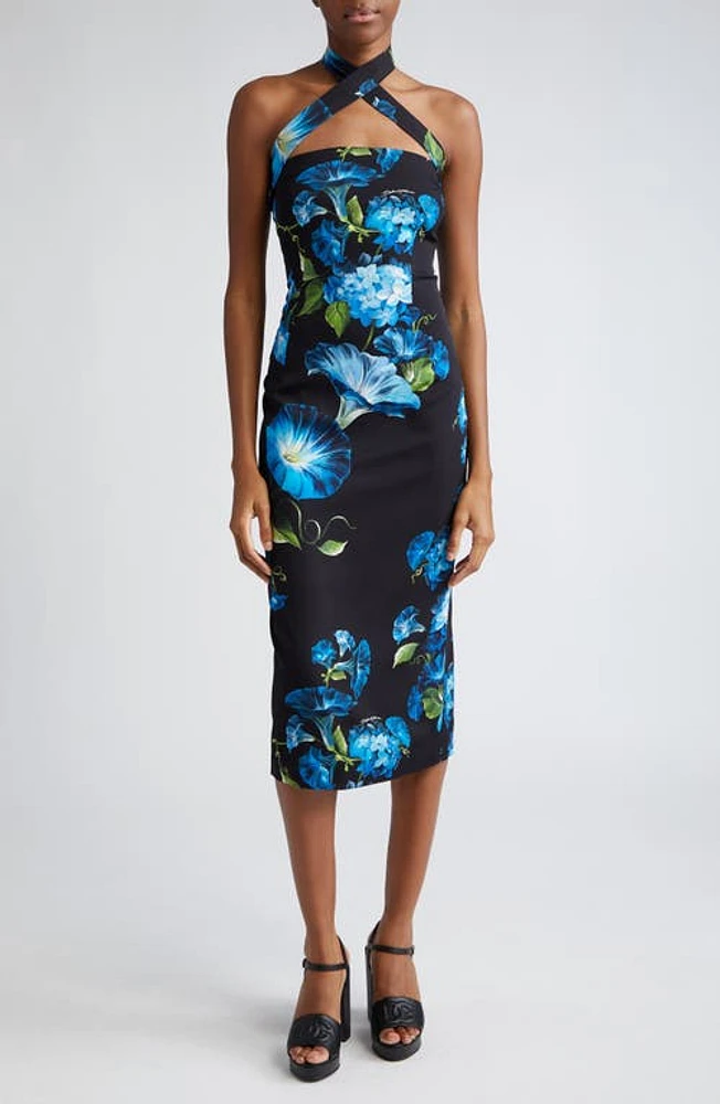 Dolce & Gabbana Bluebell Floral Cutout Charmeuse Sheath Dress Hn4Yhcampanule Fdo Nero at Nordstrom, Us