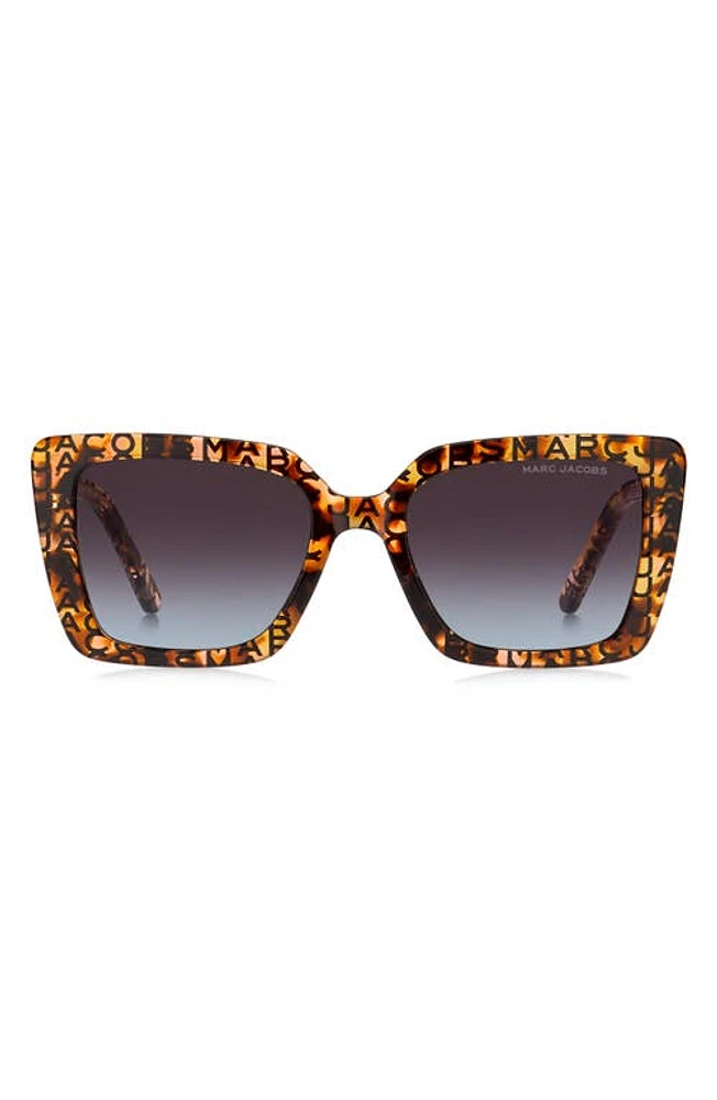 Marc Jacobs 52mm Gradient Square Sunglasses in Pattern Havana/Brown Blue at Nordstrom