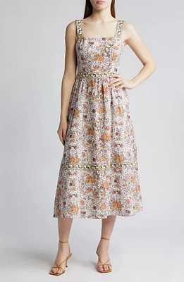 PAIGE Fiori Floral Linen & Cotton Sundress Blanc Multi at Nordstrom,