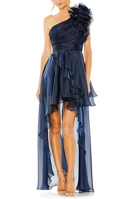 Ieena for Mac Duggal Rosette One-Shoulder High-Low Gown Midnight at Nordstrom,