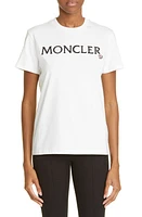 Moncler Logo Embroidered T-Shirt in White at Nordstrom