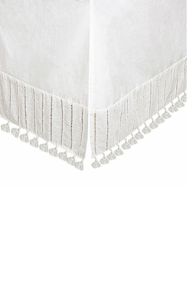 CRANE BABY Tassel Trim Crib Skirt in White at Nordstrom