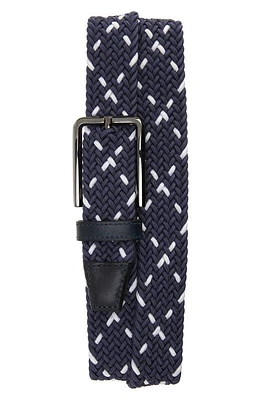 Johnston & Murphy Woven Stretch Knit Belt in Navy/White at Nordstrom, Size 42