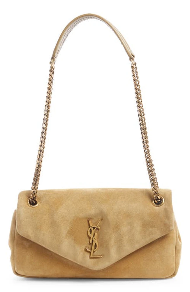 Saint Laurent Calypso Calfskin Suede Shoulder Bag in Fallow at Nordstrom