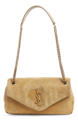 Saint Laurent Calypso Calfskin Suede Shoulder Bag in Fallow at Nordstrom