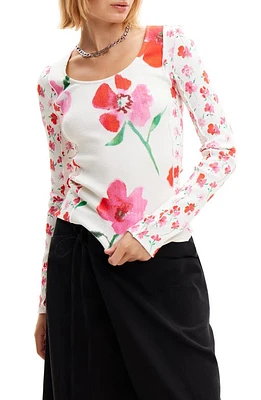 Desigual Patchwork Floral T-Shirt White at Nordstrom,