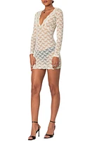 EDIKTED Beck Long Sleeve Sheer Lace Minidress Cream at Nordstrom,