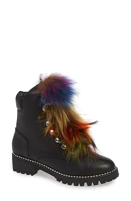 Cecelia New York Trekker Boot with Genuine Shearling Trim Black Leather at Nordstrom,