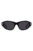 Givenchy GV Day 55mm Cat Eye Sunglasses in Shiny Black /Smoke at Nordstrom