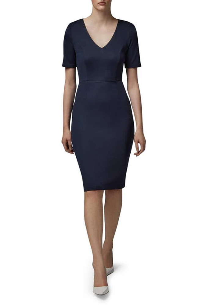 LK Bennett Natasha V-Neck Sheath Dress Navy at Nordstrom,