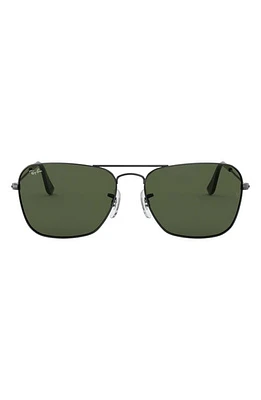 Ray-Ban 58mm Rectangle Aviator Sunglasses in Gunmetal/Crystal Green at Nordstrom