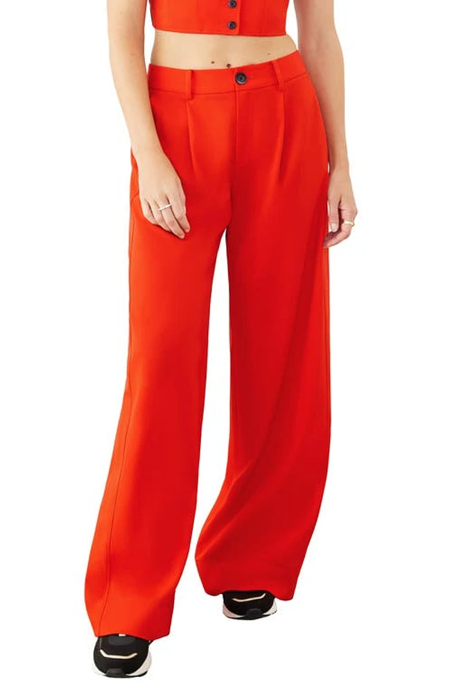 GSTQ Luxe Wide Leg Trousers Neon Rouge at Nordstrom,