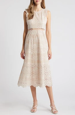 Sam Edelman Eyelet Midi Dress Natural at Nordstrom,