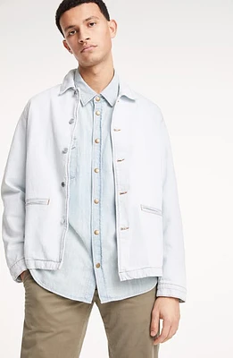 Billy Reid Distressed Denim Slim Fit Western Shirt Double Dye at Nordstrom,