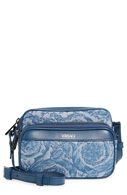 Versace Small Jacquard Crossbody Bag in Blue Gentian Rutenium at Nordstrom